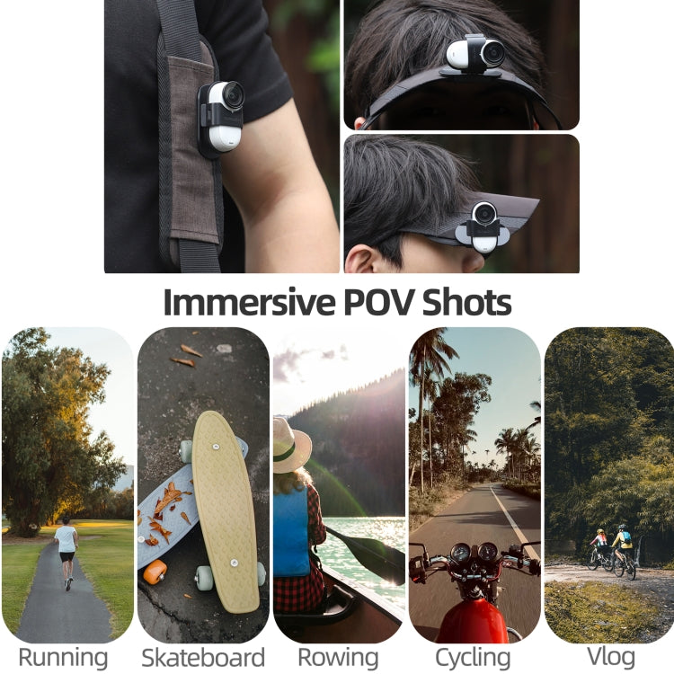 For Insta360 GO3 / GO 3S Sunnylife Baseball Hat Clip Mount Baseball Cap Clamp Quick Release Mount Camera POV Vlog Holder (Black) - free shipping - PMC TechLife - Order now!