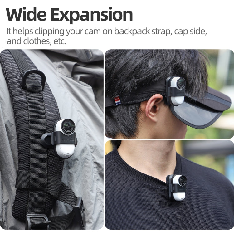For Insta360 GO3 / GO 3S Sunnylife 360 Degree Rotation Backpack Clip Action Camera Clamp Mount (Black) - free shipping - PMC TechLife - Order now!