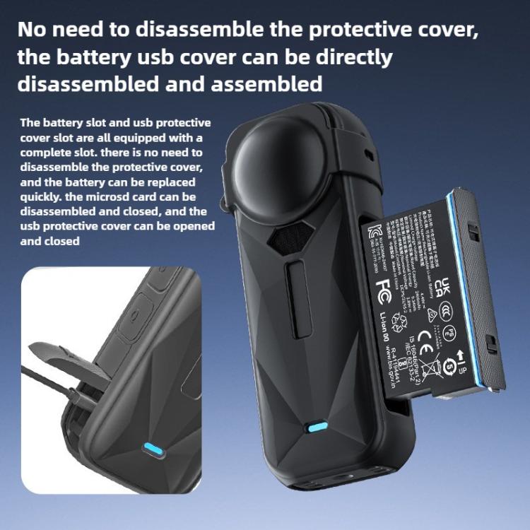 For Insta360 X5 Camera Body Cover Silicone Case with Lens Cover (Black) - free shipping - PMC TechLife - Order now!