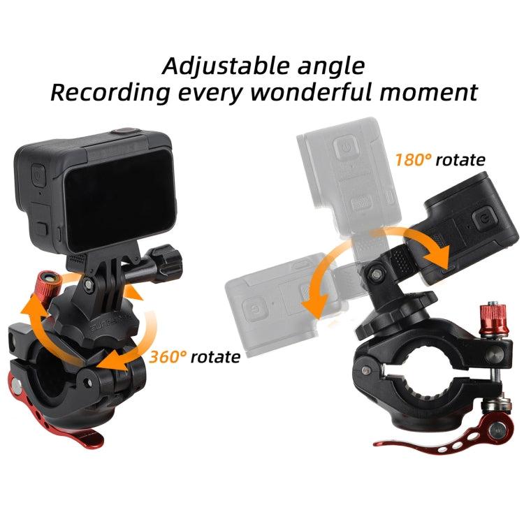 Sunnylife Sports Camera Universal Bicycle Clamp 360 Rotation 19-35mm Clip for DJI Action / Insta360 / GoPro (Black) - free shipping - PMC TechLife - Order now!