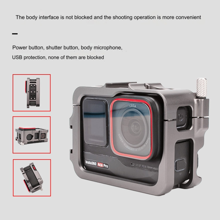 For Insta360 Ace Pro / Ace Aluminum Alloy Metal Rabbit Cage Frame (Grey) - Mount & Holder by PMC TechLife | Online Shopping South Africa | PMC TechLife | Buy Now Pay Later Mobicred