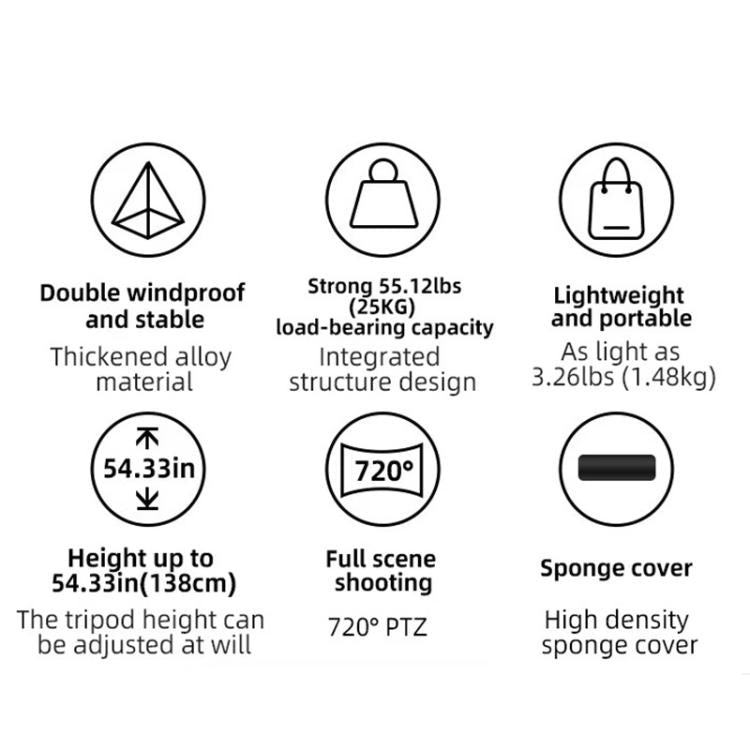 BEXIN RK294 Portable Collapsible Aluminum Alloy Camera Tripod (Black) - free shipping - PMC TechLife - Order now!