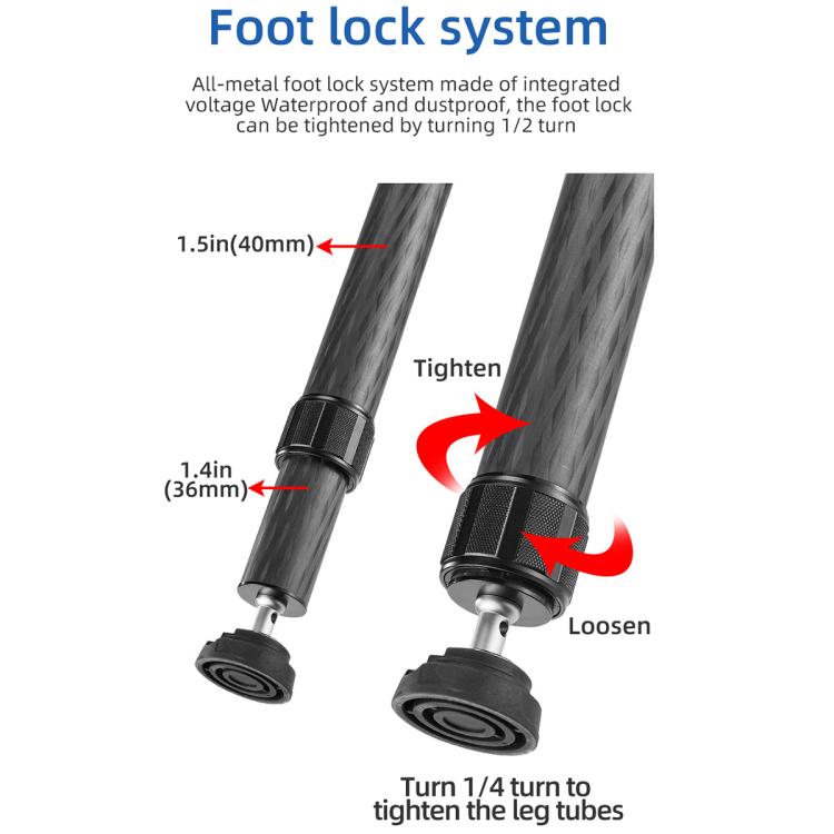 BEXIN ST402C Portable Collapsible Carbon Fiber Camera Tripod (Black) - free shipping - PMC TechLife - Order now!