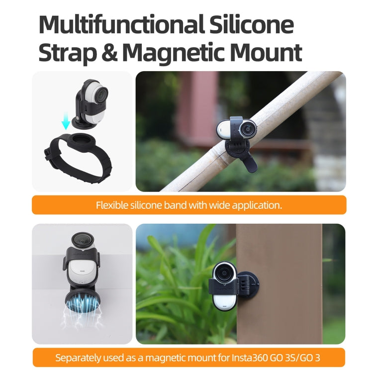 For Insta360 GO 3S / GO 3 Sunnylife Camera Strap Magnetic Mount Drone Mount Silicone Wristband Backpack Stripe (Black) - free shipping - PMC TechLife - Order now!