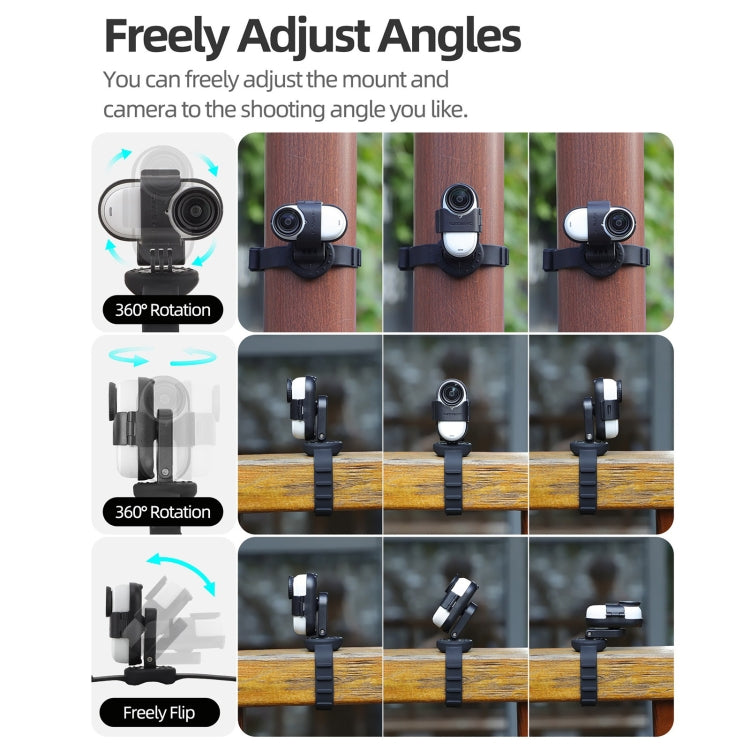 For Insta360 GO 3S / GO 3 Sunnylife Camera Strap Magnetic Mount Drone Mount Silicone Wristband Backpack Stripe (Black) - free shipping - PMC TechLife - Order now!