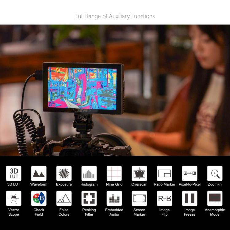 FEELWORLD P6X 5.5 inch Aluminium DSLR Camera Field Monitor Touch Screen 4K HDMI High Brightness 1000nit Monitor (Black) - free shipping - PMC TechLife - Order now!