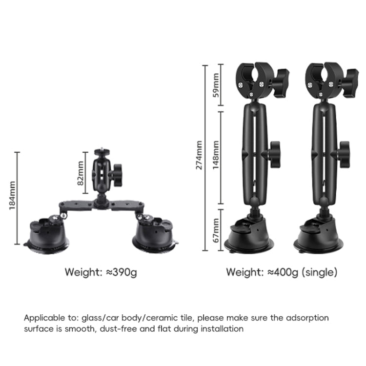 1/4 inch Screw Dual-Leg  Suction Cup Mount and 2 x Single-leg Car Suction Cup Mount Crab Clamps Set (Black) - free shipping - PMC TechLife - Order now!