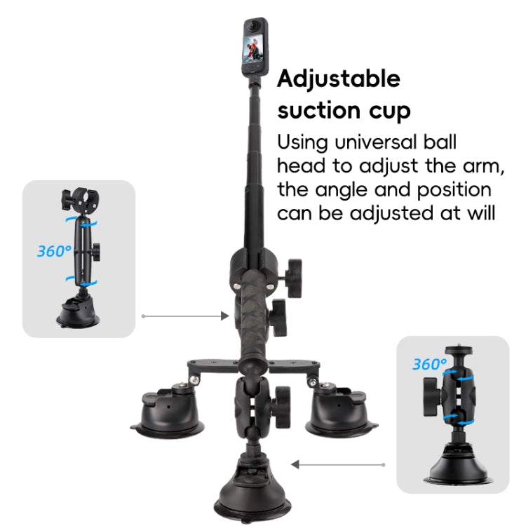 1/4 inch Screw Dual-Leg  Suction Cup Mount and 2 x Single-leg Car Suction Cup Mount Crab Clamps Set (Black) - free shipping - PMC TechLife - Order now!