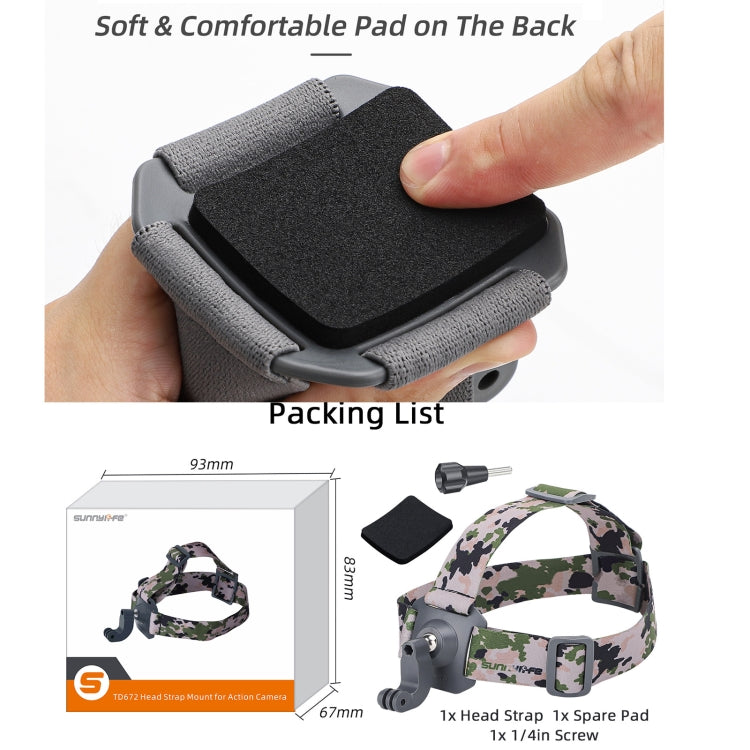 Sunnylife TD672 360 Rotation Adjustable Head Strap Vlog POV Mount Belt for GoPro, Insta360, DJI Osmo Action and Other Action Cameras  (Grey) - Head Belt by Sunnylife | Online Shopping South Africa | PMC TechLife | Buy Now Pay Later Mobicred