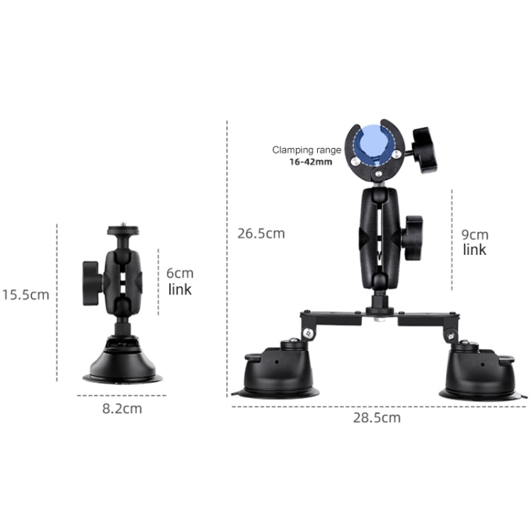 Dual-leg Suction Cup + Single Suction Cup with Selfie Stick Kits (Black) - Holder by PMC TechLife | Online Shopping South Africa | PMC TechLife | Buy Now Pay Later Mobicred