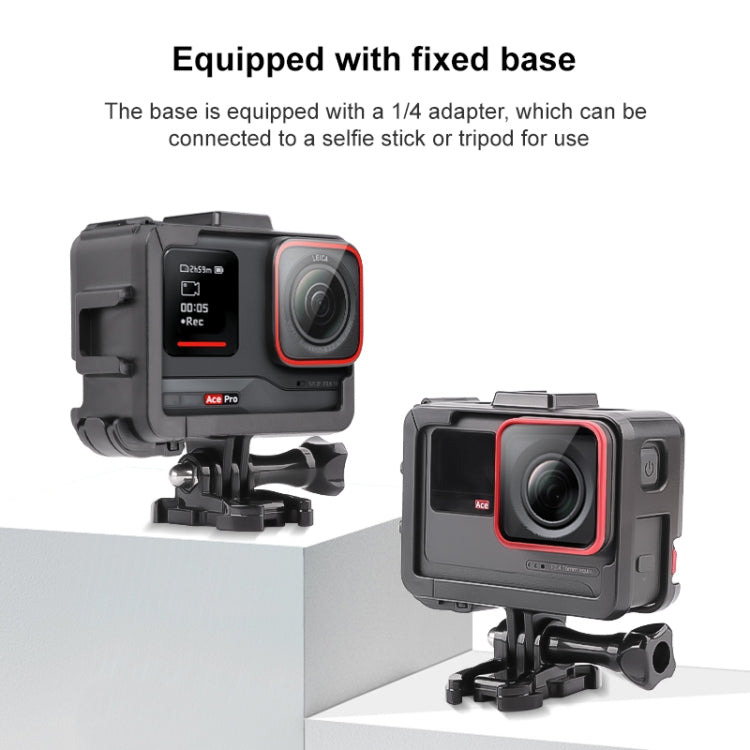 For Insta360 Ace / Ace Pro PC Cage Expansion Adapter Frame with Dual Cold Shoe Bases (Black) - Mount & Holder by PMC TechLife | Online Shopping South Africa | PMC TechLife | Buy Now Pay Later Mobicred