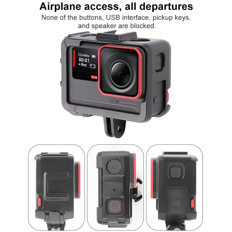 For Insta360 Ace / Ace Pro PC Cage Expansion Adapter Frame with Dual Cold Shoe Bases (Black) - Mount & Holder by PMC TechLife | Online Shopping South Africa | PMC TechLife | Buy Now Pay Later Mobicred