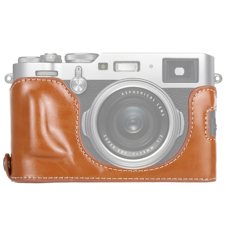 1/4 inch Thread PU Leather Camera Half Case Base for FUJIFILM X100F (Brown) - free shipping - PMC TechLife - Order now!