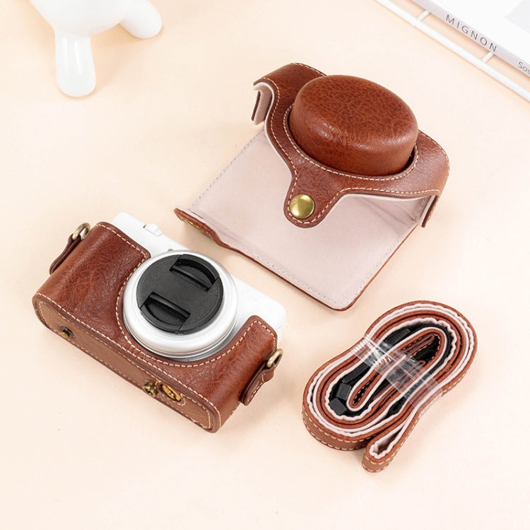 For Sony ZV-1F / ZV1M2 Full Body Camera PU Leather Case Bag with Strap (Coffee) - Leather Bag by PMC TechLife | Online Shopping South Africa | PMC TechLife | Buy Now Pay Later Mobicred
