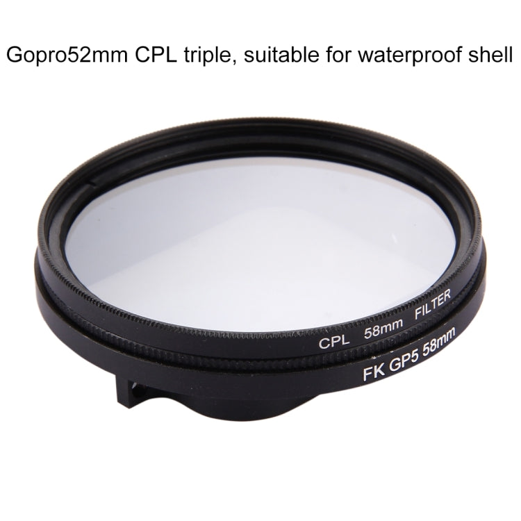 58mm 3 in 1 Round Circle CPL Lens Filter with Cap for GoPro HERO7 Black/6 /5 - Lens Filter by JSR | Online Shopping South Africa | PMC TechLife | Buy Now Pay Later Mobicred