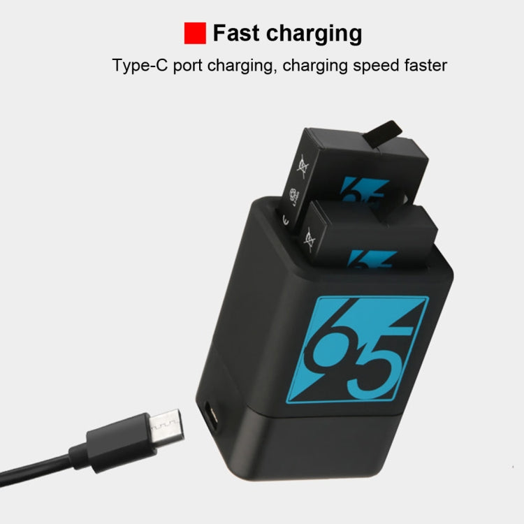 Dual Batteries Charger with USB-C / Type-C Cable for GoPro HERO6 /5 - Charger by PMC TechLife | Online Shopping South Africa | PMC TechLife | Buy Now Pay Later Mobicred