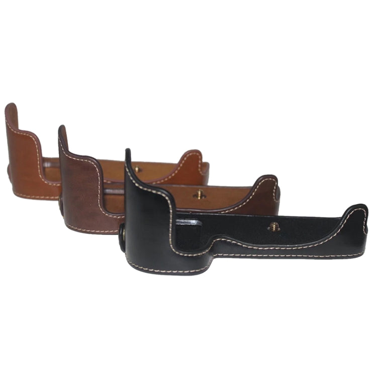 1/4 inch Thread PU Leather Camera Half Case Base for Canon EOS 80D / 70D(Coffee) - Half Case by PMC TechLife | Online Shopping South Africa | PMC TechLife | Buy Now Pay Later Mobicred