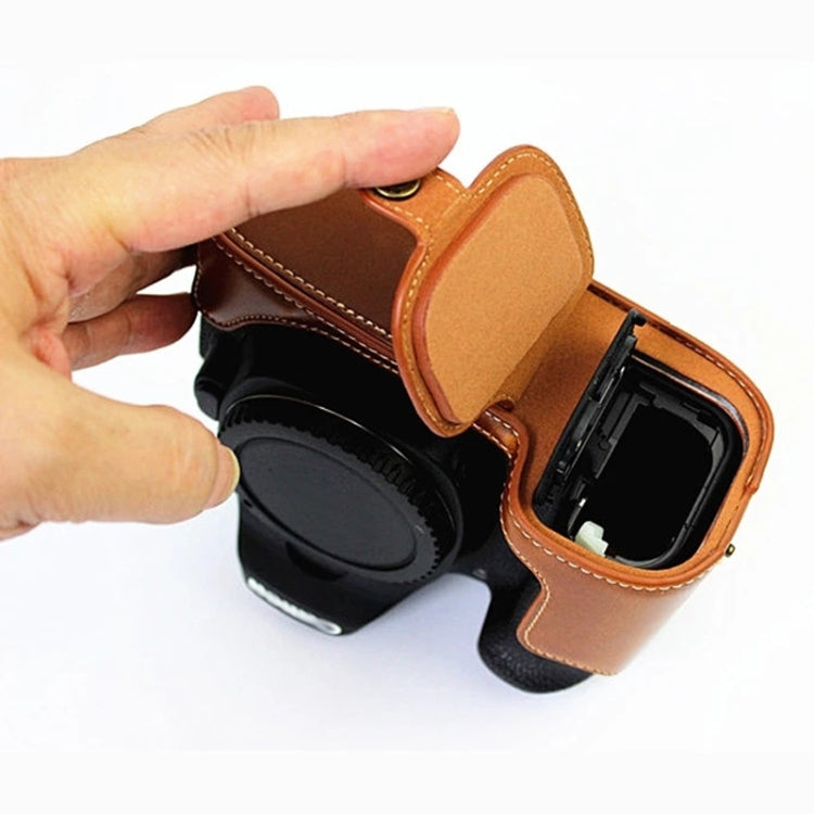 1/4 inch Thread PU Leather Camera Half Case Base for Canon EOS 80D / 70D(Brown) - Half Case by PMC TechLife | Online Shopping South Africa | PMC TechLife | Buy Now Pay Later Mobicred