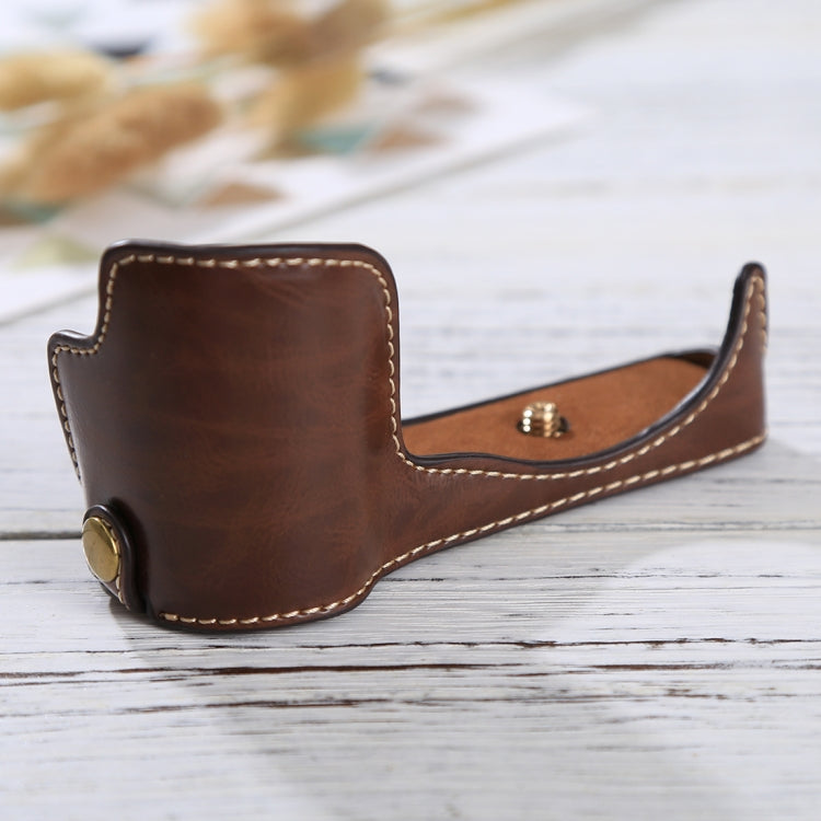 1/4 inch Thread PU Leather Camera Half Case Base for Sony ILCE-5100 / A5100(Coffee) - free shipping - PMC TechLife - Order now!