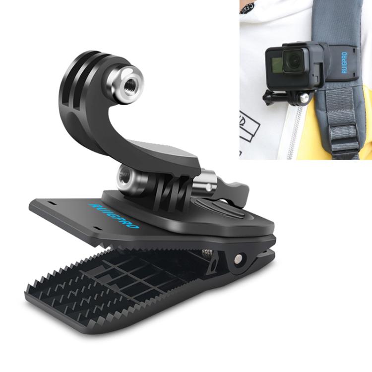 RUIGPRO 360 Degree Rotation J-Type Backpack Rec-Mounts Clip Clamp Mount with Screw for GoPro HERO9 Black / HERO8 Black /HERO7 /6 /5, DJI Osmo Action, Xiaoyi and Other Action Cameras - Mount & Holder by RUIGPRO | Online Shopping South Africa | PMC TechLife | Buy Now Pay Later Mobicred