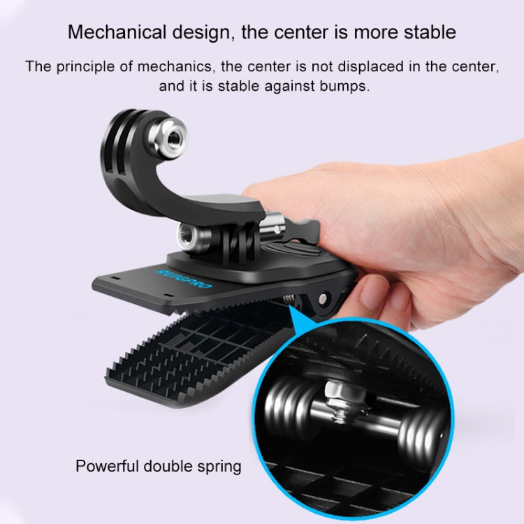 RUIGPRO 360 Degree Rotation J-Type Backpack Rec-Mounts Clip Clamp Mount with Screw for GoPro HERO9 Black / HERO8 Black /HERO7 /6 /5, DJI Osmo Action, Xiaoyi and Other Action Cameras - Mount & Holder by RUIGPRO | Online Shopping South Africa | PMC TechLife | Buy Now Pay Later Mobicred