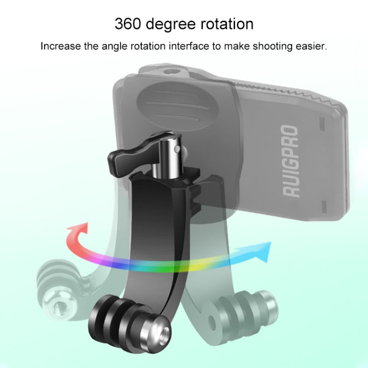 RUIGPRO 360 Degree Rotation J-Type Backpack Rec-Mounts Clip Clamp Mount with Screw for GoPro HERO9 Black / HERO8 Black /HERO7 /6 /5, DJI Osmo Action, Xiaoyi and Other Action Cameras - Mount & Holder by RUIGPRO | Online Shopping South Africa | PMC TechLife | Buy Now Pay Later Mobicred