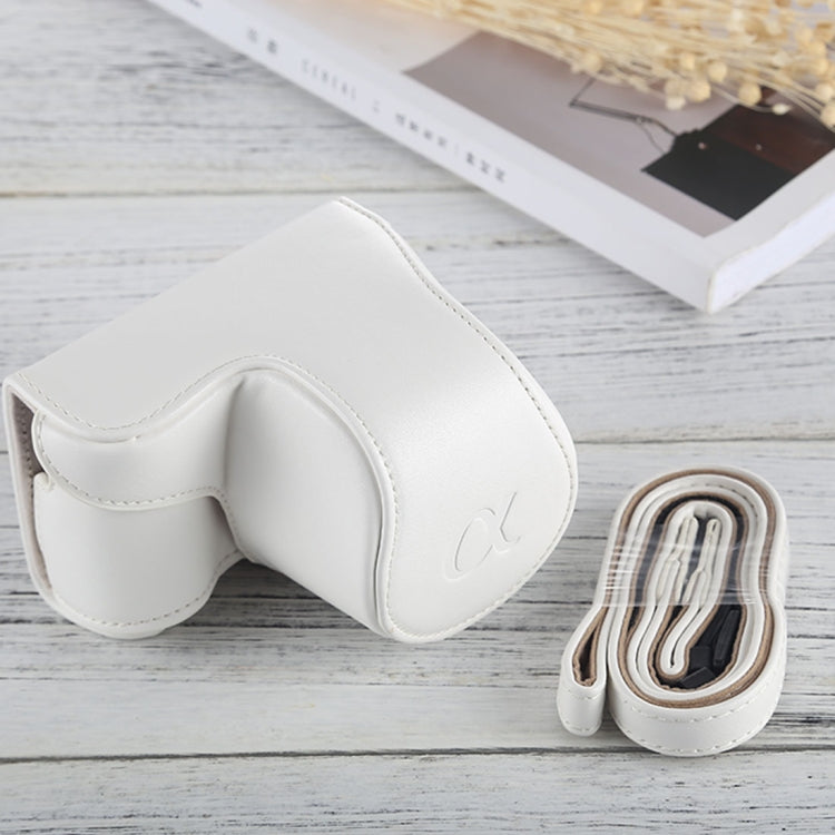 Full Body Camera PU Leather Case Bag with Strap for Sony A5100 / A5000 / NEX-3N (16-50mm / 40.5mm Lens) (White) - free shipping - PMC TechLife - Order now!