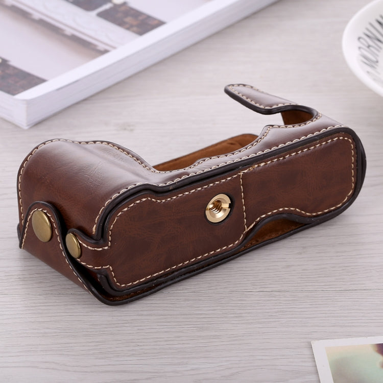 1/4 inch Thread PU Leather Camera Half Case Base for FUJIFILM X-A3 / X-A10(Coffee) - free shipping - PMC TechLife - Order now!