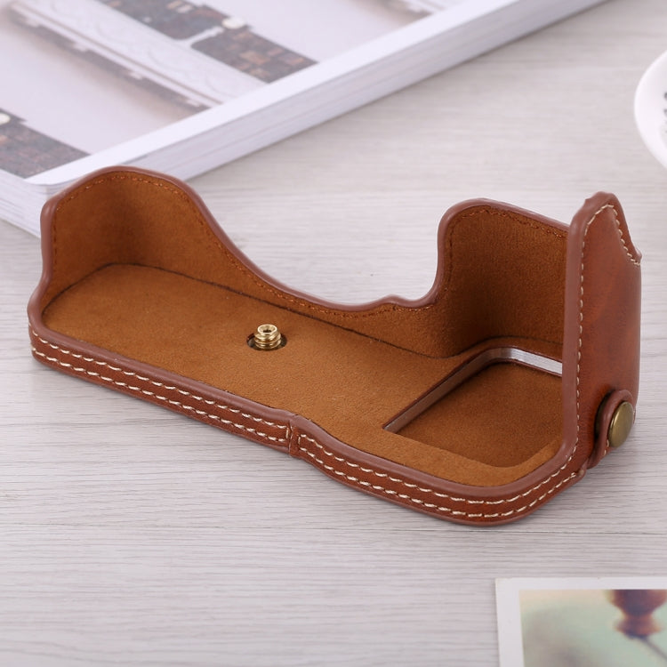 1/4 inch Thread PU Leather Camera Half Case Base for Sony ILCE-A9 / A9 / A7RIII(Brown) - free shipping - PMC TechLife - Order now!