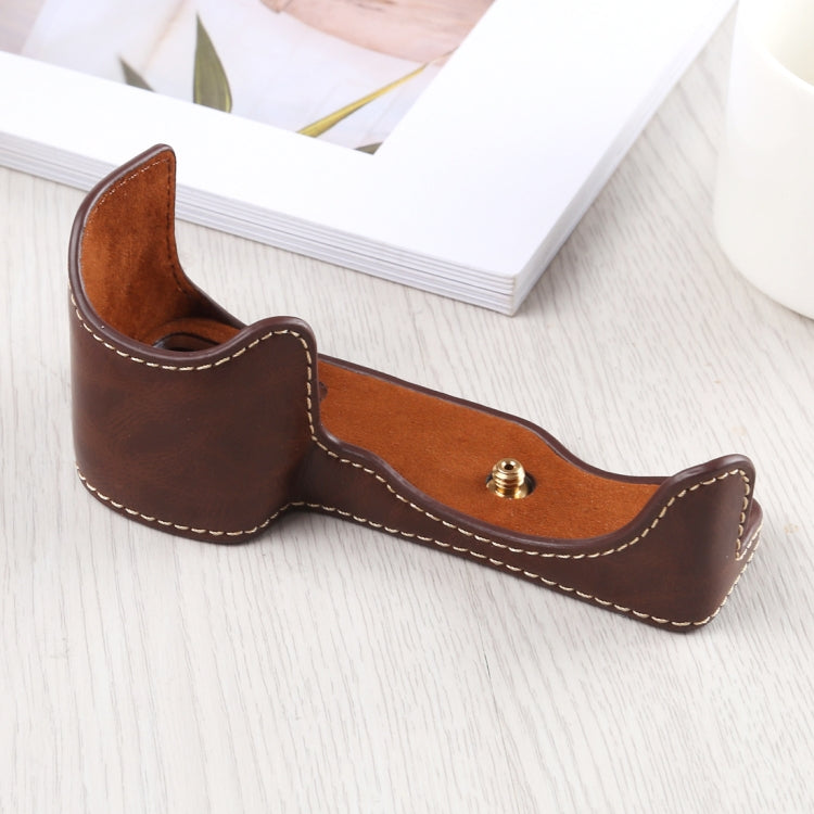 1/4 inch Thread PU Leather Camera Half Case Base for Sony A6400 / ILCE-A6400 (Coffee) - free shipping - PMC TechLife - Order now!