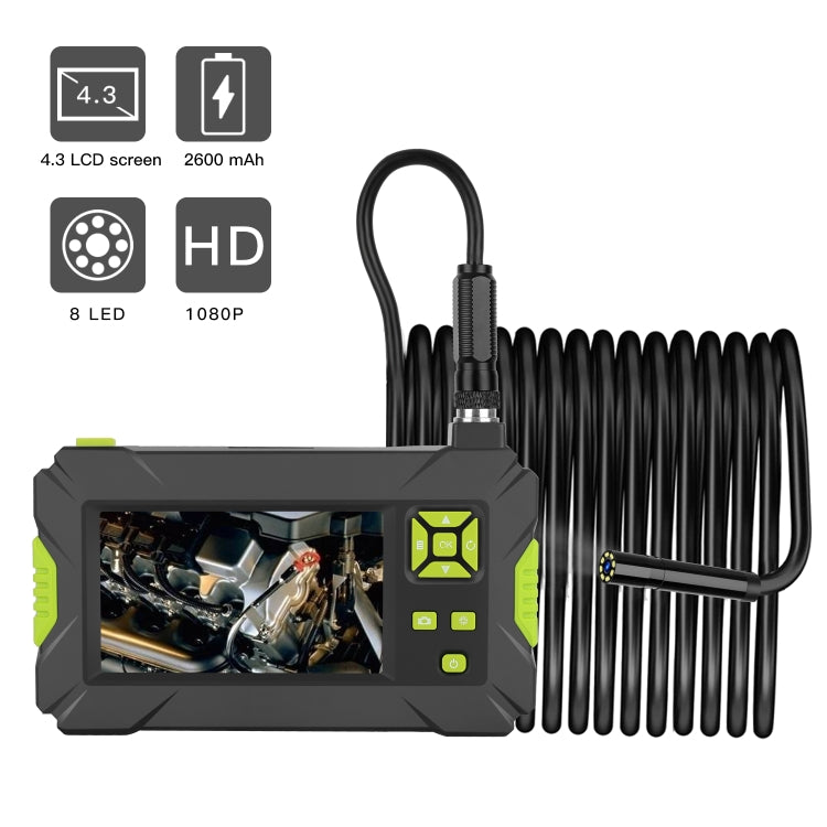 P30 8mm IP67 Waterproof 4.3 inch HD Portable Endoscope Hard Cable Industrial Endoscope, Cable Length: 5m(Green) - free shipping - PMC Jewellery - Order now!