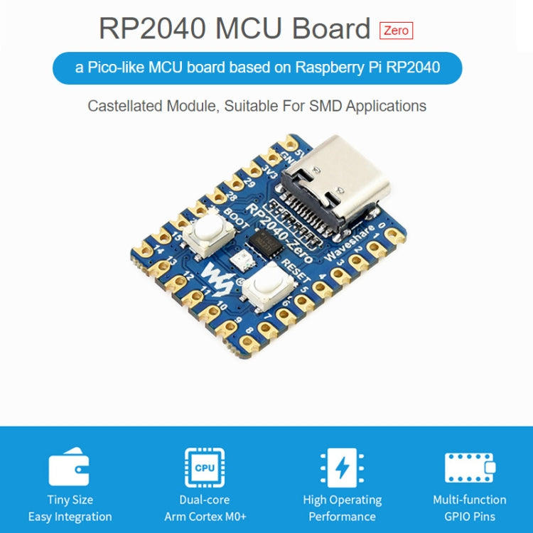 Waveshare RP2040-Zero Pico-like MCU Board Based on Raspberry Pi MCU RP2040, with Pinheader mini Version - free shipping - PMC TechLife - Order now!