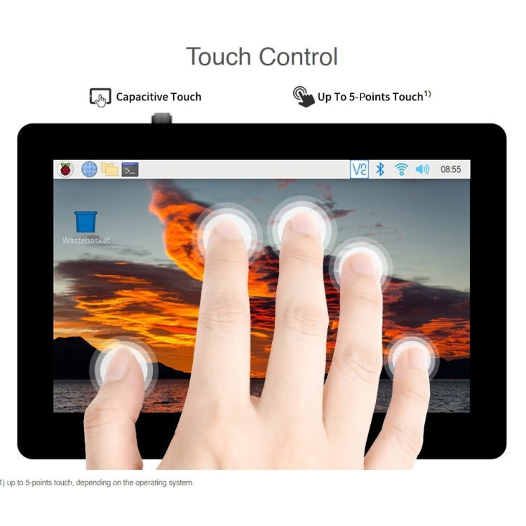 Waveshare 5 inch 800 x 480 Capacitive IPS Touch Display for Raspberry Pi, DSI Interface - free shipping - PMC TechLife - Order now!