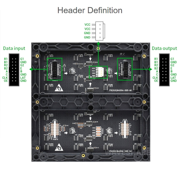 Waveshare RGB Full-Color LED Matrix Panel, 3mm Pitch, 64 x 64 Pixels, Adjustable Brightness - free shipping - PMC Jewellery - Order now!
