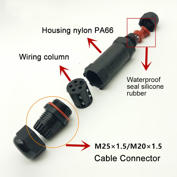XY25 IP68 Waterproof 5 Pin Straight Cable Connector - Connector & Plug by PMC TechLife | Online Shopping South Africa | PMC TechLife