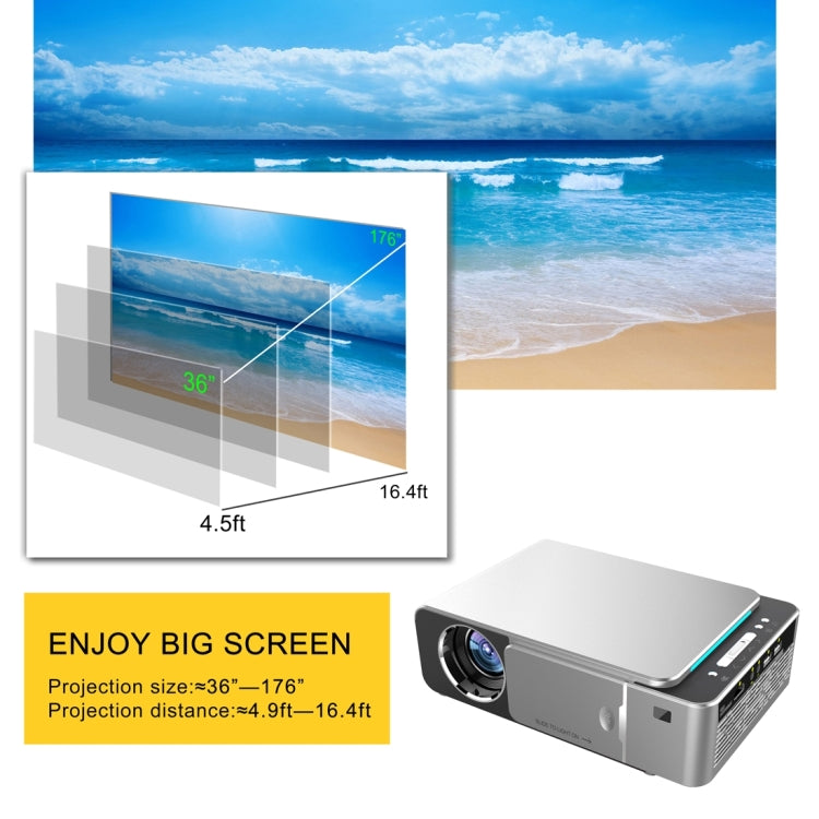 T6 3500ANSI Lumens 1080P LCD Mini Theater Projector, Standard Version, AU Plug (Silver) - LED Projector by PMC TechLife | Online Shopping South Africa | PMC TechLife