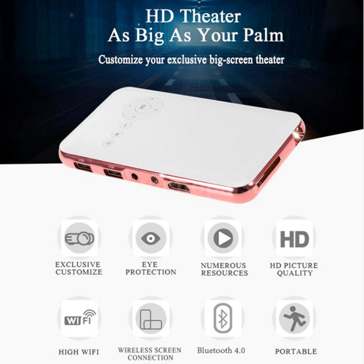 Wejoy DL-S6+ 1000 Lumens 854x480 Smart Mini Projector, RK3128 CPU, 1GB+32GB, Android 4.4, Bluetooth, WiFi, HDMI(Rose Gold) - free shipping - PMc TechLife - Order now!