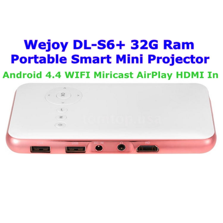 Wejoy DL-S6+ 1000 Lumens 854x480 Smart Mini Projector, RK3128 CPU, 1GB+32GB, Android 4.4, Bluetooth, WiFi, HDMI(Rose Gold) - free shipping - PMc TechLife - Order now!