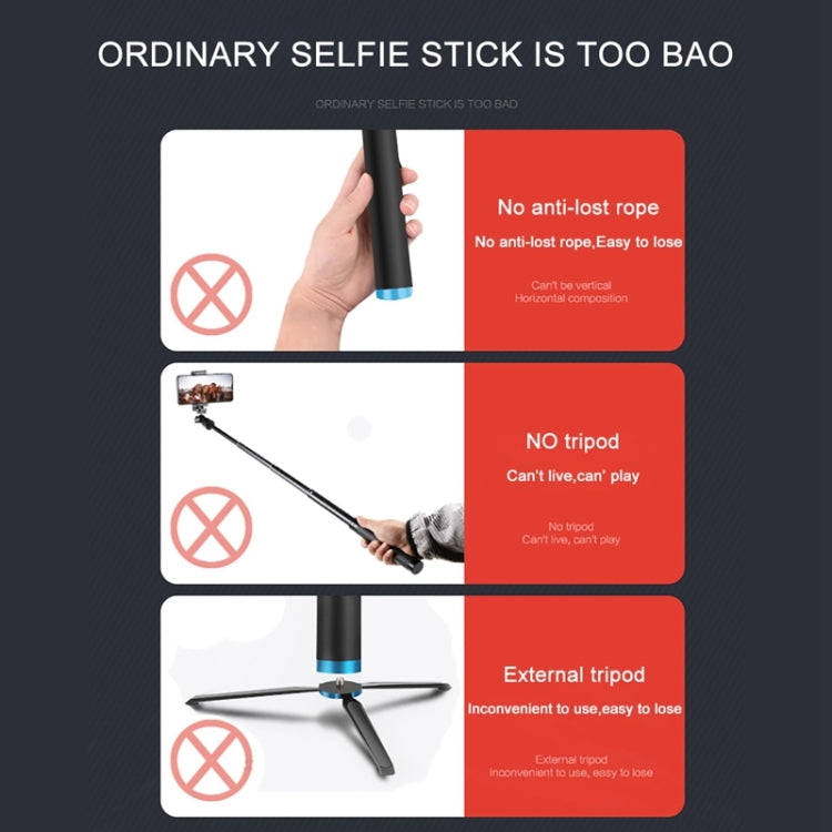 RUIGPRO One-piece Handheld Tripod Selfie Stick Telescopic Monopod Mount for GoPro, Insta360, DJI and Other Action Cameras(Black) - Portable Mini Tripod by RUIGPRO | Online Shopping South Africa | PMC TechLife | Buy Now Pay Later Mobicred