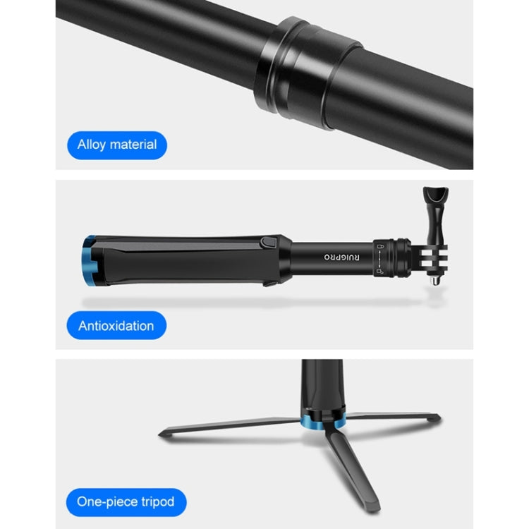 RUIGPRO One-piece Handheld Tripod Selfie Stick Telescopic Monopod Mount for GoPro, Insta360, DJI and Other Action Cameras(Black) - Portable Mini Tripod by RUIGPRO | Online Shopping South Africa | PMC TechLife | Buy Now Pay Later Mobicred