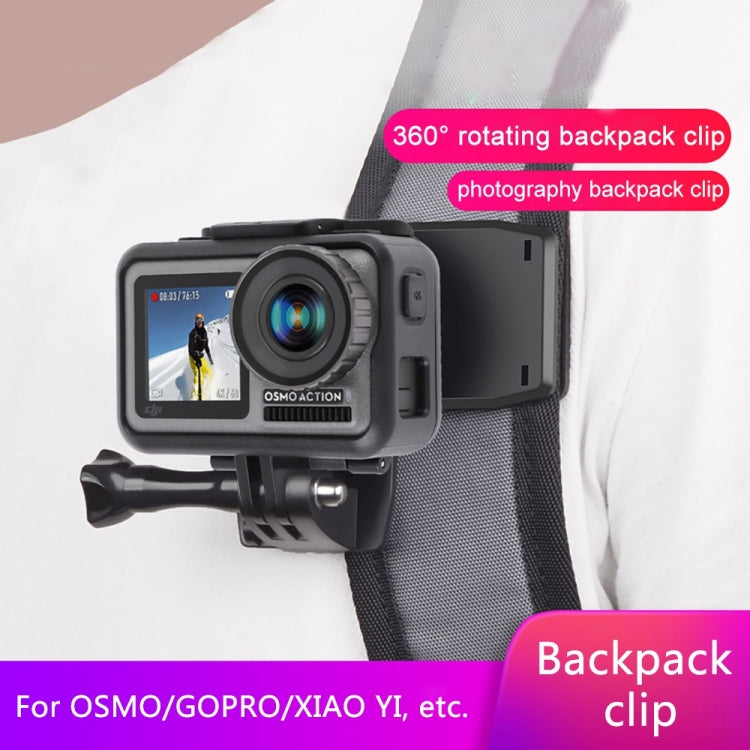 RUIGPRO 360 Degree Rotation Backpack Rec-Mounts Clip Clamp Mount + Phone Clamp for GoPro, Insta360, DJI and Other Action Cameras(Black) - Mount & Holder by RUIGPRO | Online Shopping South Africa | PMC TechLife | Buy Now Pay Later Mobicred