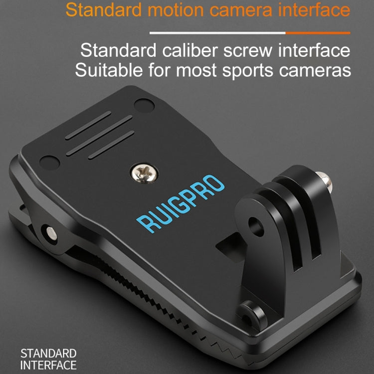 RUIGPRO 360 Degree Rotation Backpack Rec-Mounts Clip Clamp Mount + Phone Clamp for GoPro, Insta360, DJI and Other Action Cameras(Black) - Mount & Holder by RUIGPRO | Online Shopping South Africa | PMC TechLife | Buy Now Pay Later Mobicred