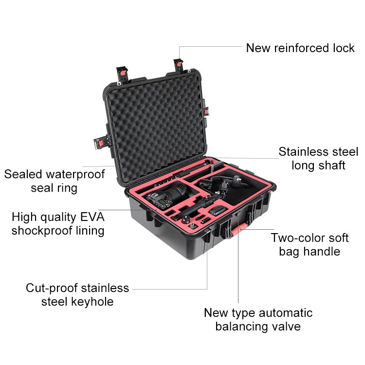PGYTECH P-RH-001 Shockproof Waterproof Explosion-proof Hard Box Carrying Case for DJI Ronin-S, Size: 63.4x50.3cm(Black) - free shipping - PMC TechLife - Order now!