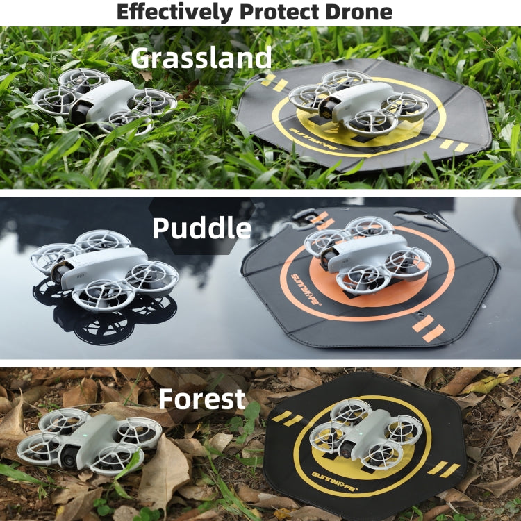 Sunnylife Drone Landing Pad 35cm Fast-Fold Double-Sided Leather Waterproof Helipad for DJI Neo / Avata 1 / 2 / Mini Series (Yellow+Orange) - free shipping - PMC TechLife - Order now!