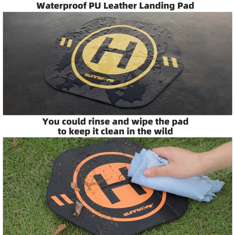 Sunnylife Drone Landing Pad 35cm Fast-Fold Double-Sided Leather Waterproof Helipad for DJI Neo / Avata 1 / 2 / Mini Series (Yellow+Orange) - free shipping - PMC TechLife - Order now!