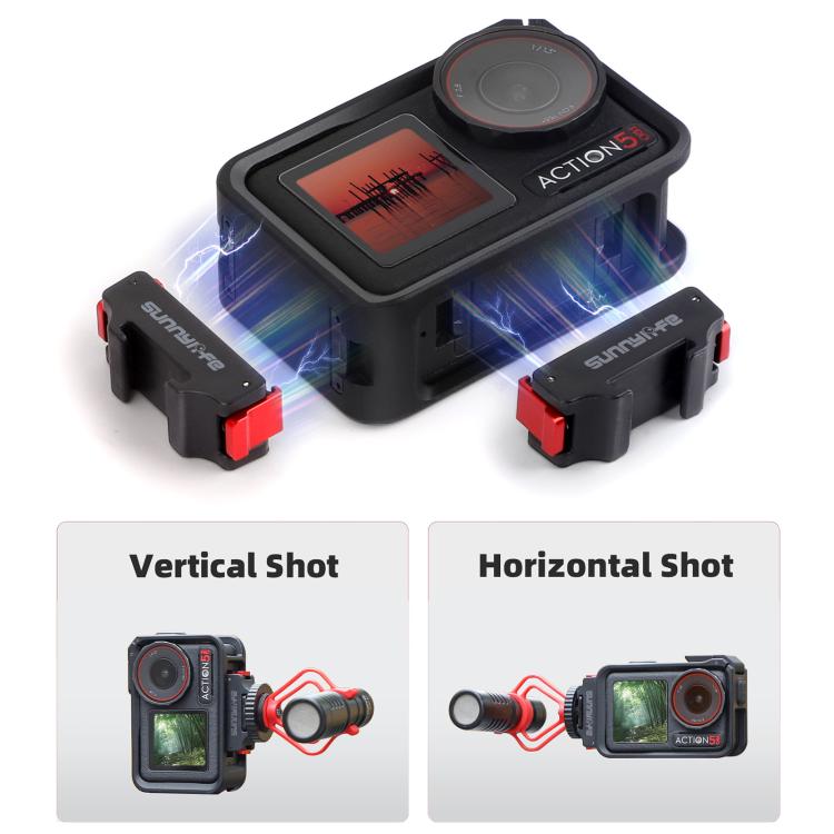 For DJI Osmo Action 5 Pro / 4 / 3 Sunnylife Magnetic Quick-Release Cold Shoe Adapter Action Camera Fill Light Microphone Adapter (Black) - free shipping - PMC TechLife - Order now!