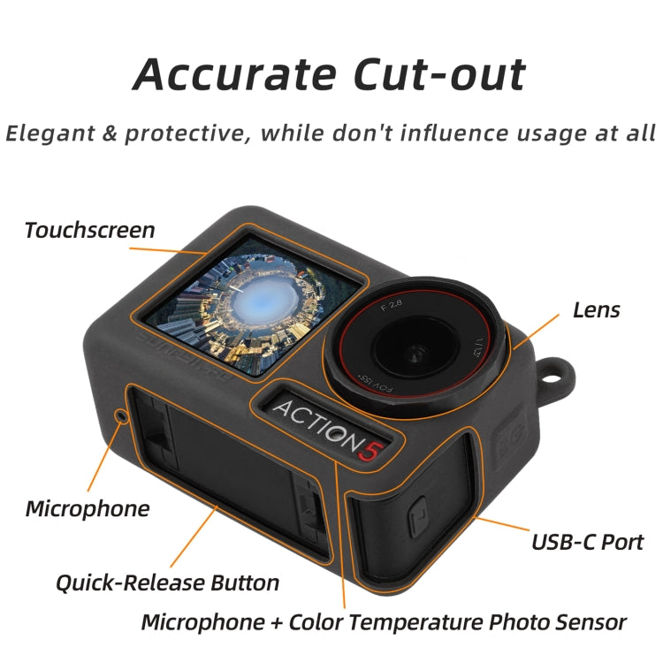 For DJI Osmo Action 5 Pro Sunnylife Silicone Protective Case Scratch-proof Camera Cover with Lanyard (Black) - free shipping - PMC TechLife - Order now!
