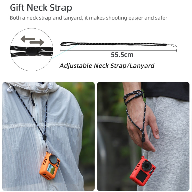 For DJI Osmo Action 5 Pro Sunnylife Silicone Protective Case Scratch-proof Camera Cover with Lanyard (Orange) - free shipping - PMC TechLife - Order now!