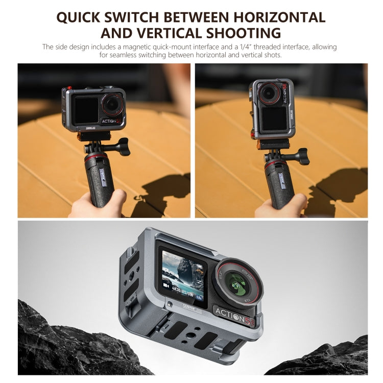 For DJI Osmo Action 5 Pro STARTRC Metal Cage Expansion Adapter Frame with Cold Shoe (Grey) - free shipping - PMc TechLife - Order now!