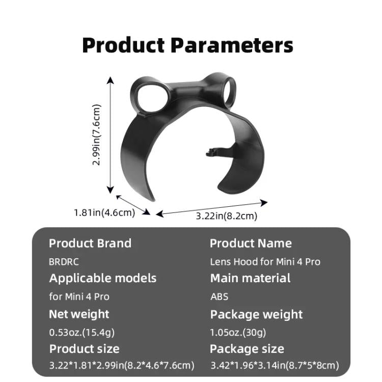 For DJI Mini 4 Pro BRDRC Lens Hood Gimbal Anti-Glare Sunshade Cover (Black) - free shipping - PMC TechLife - Order now!